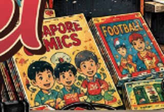 Illustrated vintage Singapore comics and a football annual